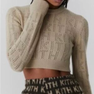 Kith Women's Beige Turtleneck Cropped Sweater
